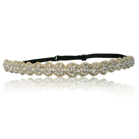- Hand Made Wedding Bridal Pearl Beaded Headband with Adjustable Strap. Style Guide Included.