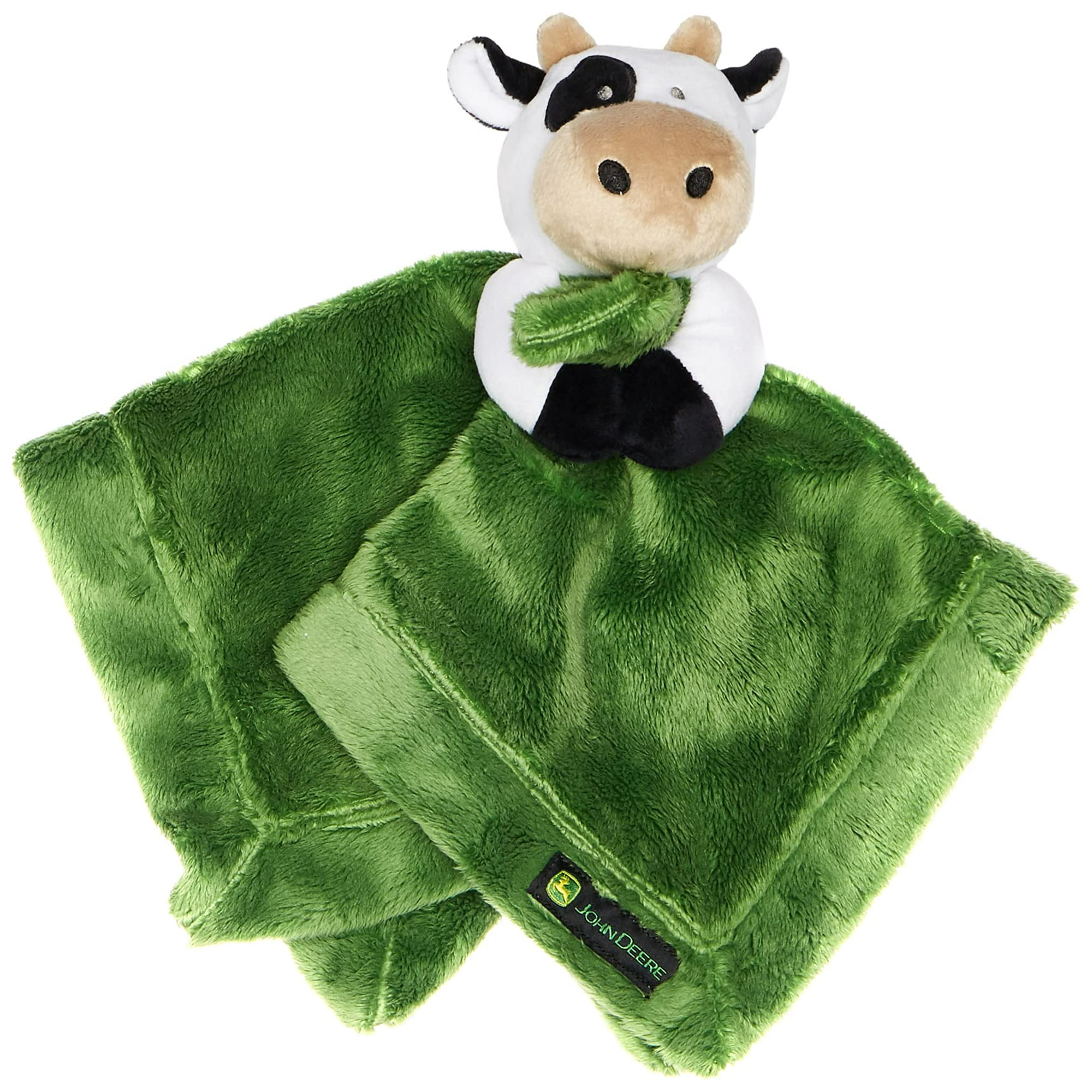 John Deere Baby Cuddle Snuggle Security Blanket Boy Girl Farm Animal Cow Pig Chick GREEN