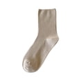 thumbnail image 3 of Womens Cute Crew Socks Casual Athletic Aesthetic Socks Neutral Cotton Socks for Long Flights Office Meetings Ribbed Texture with Earth Tone Palette and Mid-Calf Height Khaki, 3 of 5