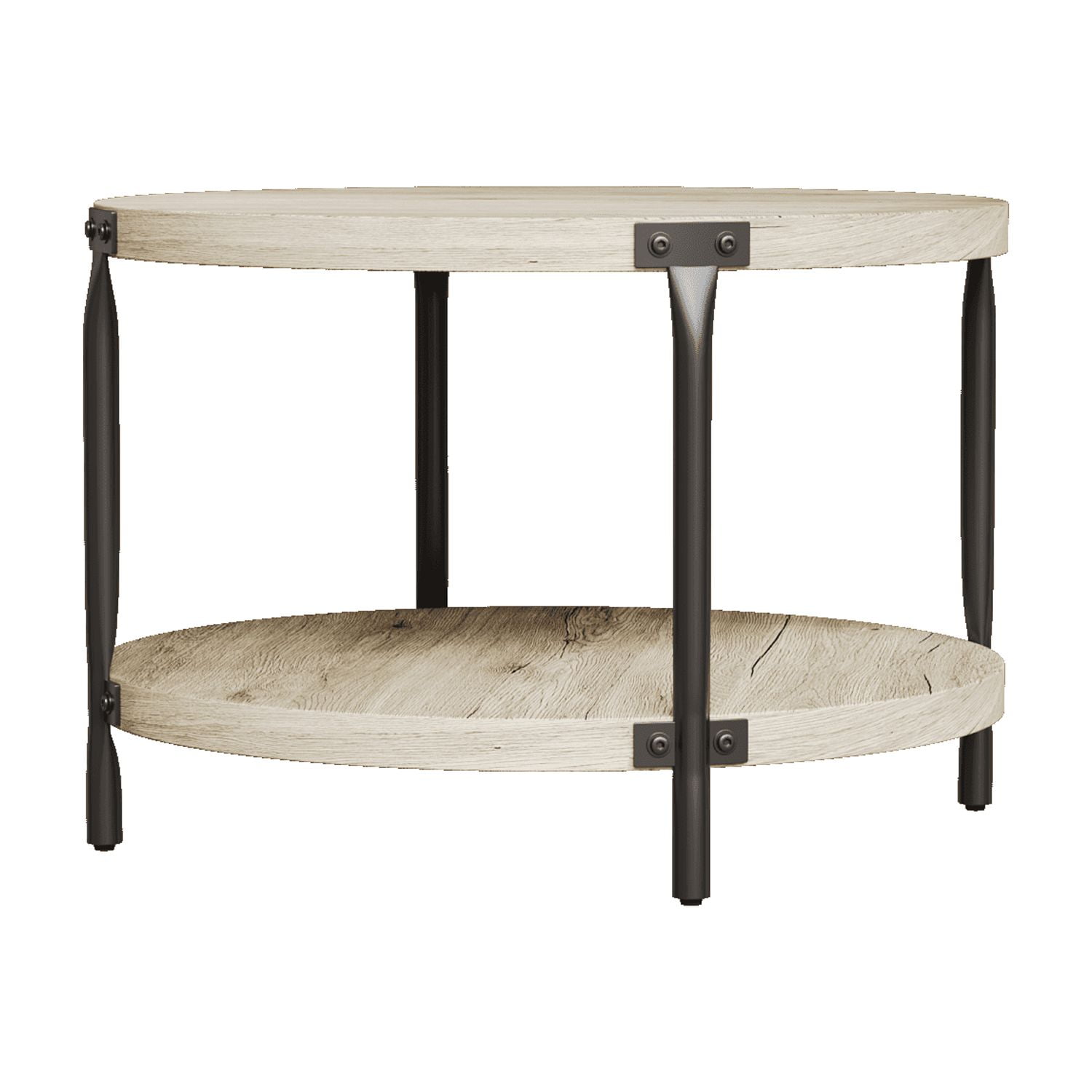 Modern Minimalist Circular Bohemian Coffee Table – Double Layer Storage, Natural Wood Finish, 31.4" Indoor Decor for Living Rooms & Study Spaces