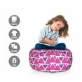 thumbnail image 2 of Geometric Storage Toy Bag Chair, Hand Drawn Sketch Style Triangle Pattern with Brush Marks Abstract Stripes, Stuffed Animal Organizer Washable Bag, Small Size, Purple and Pink, by Ambesonne, 2 of 3