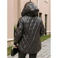 thumbnail image 4 of Chaquetas Acolchadas con Capucha para Mujer, de Larga, Cálidas y Acolchadas. Negro XXXL, 4 of 5