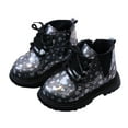 thumbnail image 1 of Leozcaa Girls Ankle Boots Lace Up Combat Boot Side Zipper Glitter Waterproof Comfortable Winter Fall Boots, 1 of 7