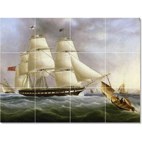 Ceramic Tile Mural-James Buttersworth Ship Boat Painting 112. 17" w x 12.75" h using (12) 4.25 x 4.25 ceramic tiles