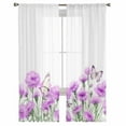 thumbnail image 3 of Purpel Spring Floral Sheer Curtains 84 Inches Long 2 Panels Set, Window Sheer Curtains for Living Room/Bedroom, Watercolor Summer Botanical Elegant Light Filtering Rod Pocket Curtain 52'' x 84'' x 2, 3 of 7