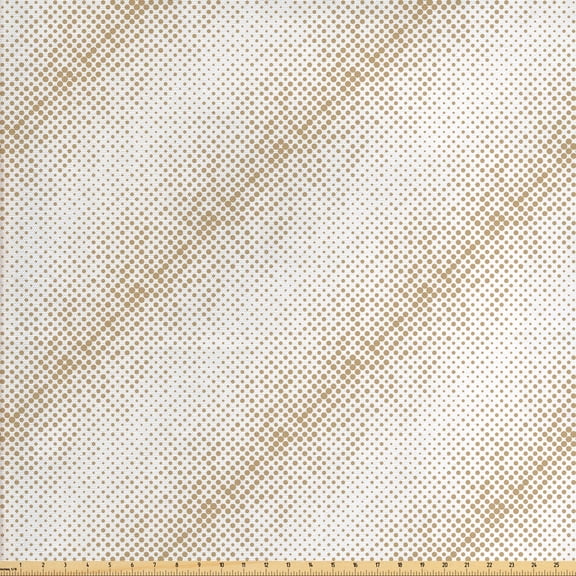 Abstract Fabric by the Yard Upholstery, Diagonally Arranged Print of Polka Dots in a Single Earthy Color, Decorative Fabric for DIY and Home Accents, Dark Sand Brown White by Ambesonne