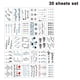thumbnail image 1 of Juego de 30 hojas de tatuajes temporales impermeables, tatuajes falsos para brazos, arte corporal, tatuajes pequeños, pegatinas para hombres, mujeres, brazos, hombros y pecho., 1 of 8