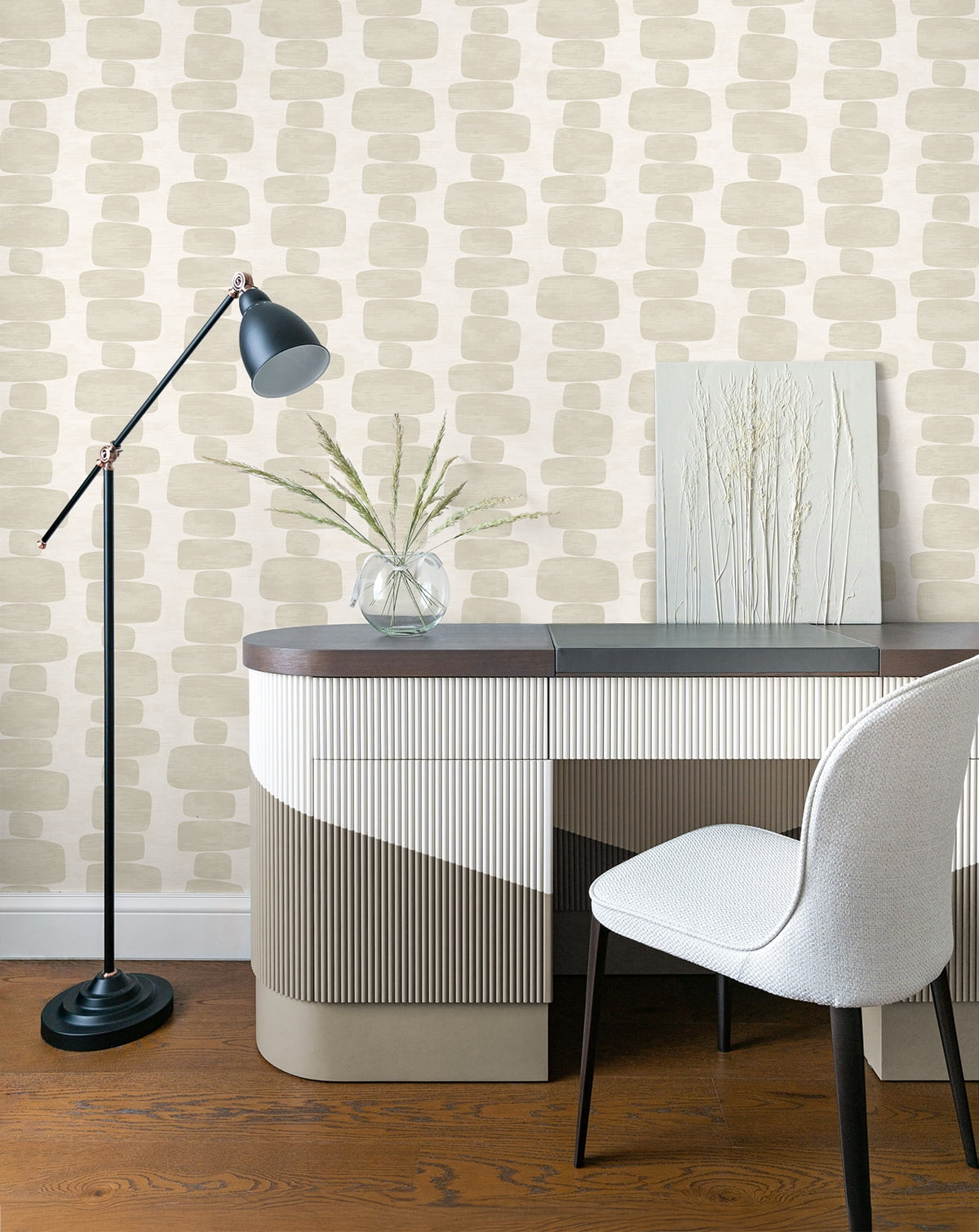 Stacy Garcia Home Beige Stripe Block Geometric Peel and Stick Wallpaper - 20.5 in. W. x 18 ft. L. Roll