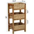 thumbnail image 5 of eHemco 3 Tier Hardwood Frame Grocery Storage Organizer Rack with 3 Woven Water Hyacinth Basket, Light Oak, 5 of 6