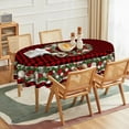 thumbnail image 2 of Christmas Tablecloth 70×70 Inch Round, Christmas Ball Ornaments Red Bufalo Plaid Washable Table Cover for Party Picnic Dinner Decor, 2 of 6