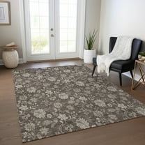 Addison Rugs Chantille Indoor/Outdoor Transitional Floral Chocolate Washable Rectangle Rug, 3' x 5'