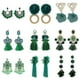 thumbnail image 2 of Lujosos aretes Huggies chapados en oro de 18 k con diseño bohemio multicolor, color verde | Código de modelo 4601 Verde, 2 of 5