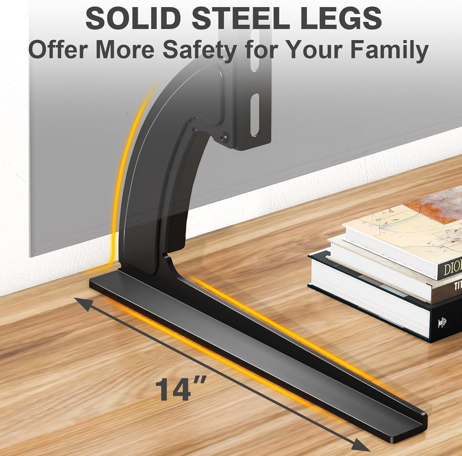 Universal Table Top TV Stand Mount for 27 30 32 37 40 43 47 50 55 60 65 Inch LCD LED Flat/Curved Screen TVs, Height Adjustable TV Legs, Strong TV Base Holds up to 88 lbs, Max VESA 800x500mm