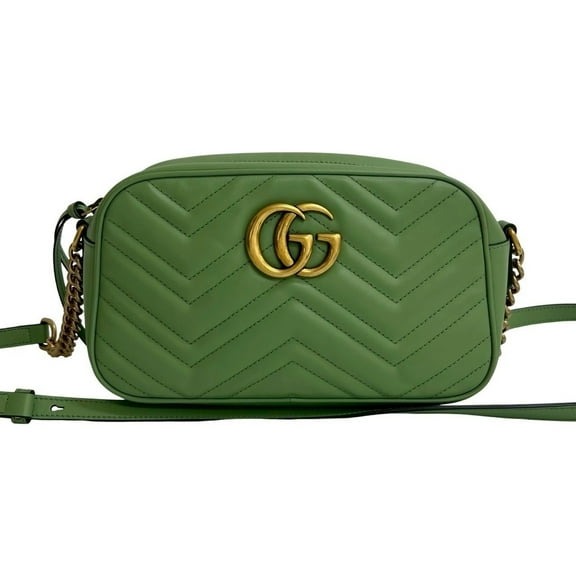 Pre-Owned Nearly unused GUCCI GG Marmont quilted leather chain shoulder bag/pouch in... (Good)