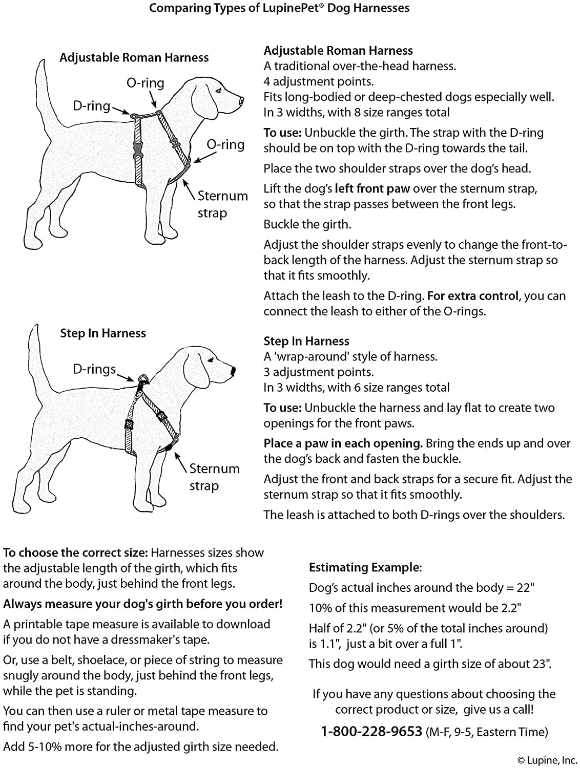 LupinePet Basics 1/2" Black 12-20" Adjustable Roman Dog Harness for Small Dogs