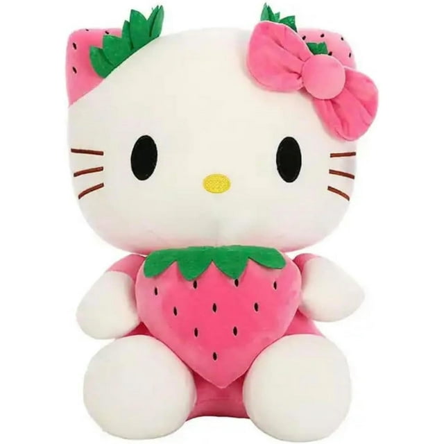 Peluche de Hello Kitty de Sanrio Kawaii, muñeco de peluche con forma de gato de fresa KT, regalo de cumpleaños para niños, decoración del hogar, muñeco de animal