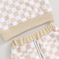 thumbnail image 6 of Newborn Baby Girl Boy Summer Clothes Checkered Plaid Short Sleeve T-Shirt Tops Shorts Set Color Block Outfit, 6 of 7