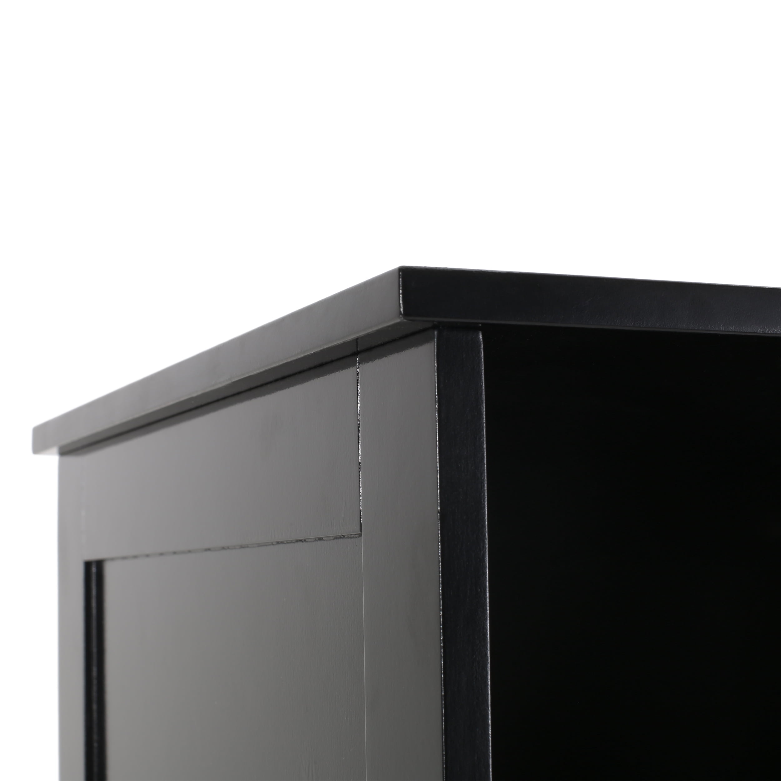 Noble House Yehuda Modern Free Standing Bathroom Linen Tower Storage Cabinet, Black