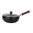 thumbnail image 2 of WeiLaiKeQi Wok Pan Iron Wok 11inch Cooking Pot Multipurpose with Wood Handle for Gas Flat Bottom Stir Fry Pan for Hotel Camping Kitchen, 2 of 9