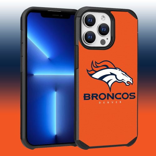 Apple iPhone 13 Pro Max (6.7) - NFL Licensed Denver Broncos Team Logo on Orange Textured Dual Layer Case