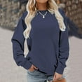 thumbnail image 4 of Latest Seasonal Must-Haves! HIMIWAY Fall Fashion Tops Women's Fashion Casual Long Sleeve Solid Round Neck T-shirt Top Pullover Blue XL, 4 of 6