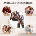 thumbnail image 6 of KLL Romantic Floral Bear Print Women's Long Sleeve Pajamas with Pants Sleepwear Loungewear 2 Set-Medium, 6 of 7