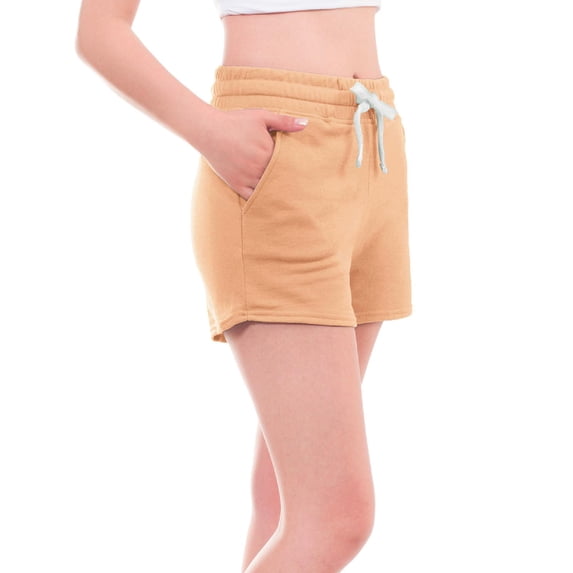 MixMatchy Women's Solid French Terry White Piping Comfy Shorts