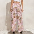 thumbnail image 4 of Palazzo Pants for Women, Gingerbread Houses Pink Wonderland Comfy Womens Wide Leg Baggy Pants, Casual Lounge Pants for Women Travel Vacation Outfits, 4 of 5