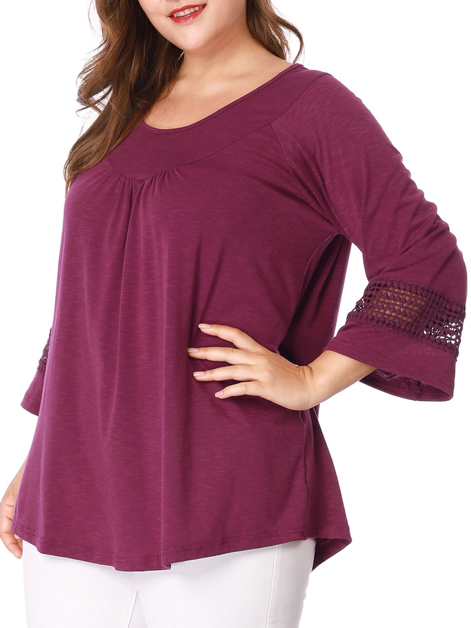 DARING DIVA Women's Plus Size Winter Kimono Long Sleeve Casual Top 3X Purple