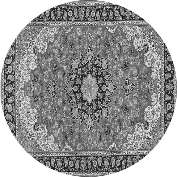 Ahgly Company Indoor Round Medallion Gray Traditional Area Rugs, 7' Round