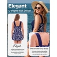 thumbnail image 4 of Wantdo Women's Plus Size Swim Dress Printed Swimsuit One Piece Swimwear Ruffled Swimdress Porcelain 22/24 Plus, 4 of 9