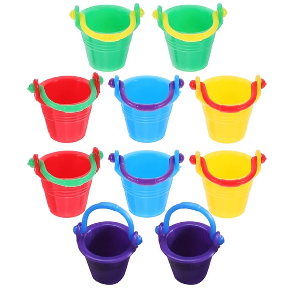 BESTYASH 10pcs Little Sand Pails Miniatures for Decorations Plastic Blue Hobbyists Play