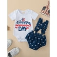 thumbnail image 2 of Bagilaanoe 4th of July Clothes for Newborn Baby Boys Short Sleeve Romper Tops + Star Suspender Shorts 3M 6M 12M 18M Infant Independence Day Outfits 2pcs Short Pants Set, 2 of 9