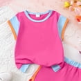thumbnail image 3 of VUHXZWAF Summer Outfits Girls Fashion Color Block Short Sleeve Shirt and Shorts 2 Piece Set Size 5-6 Years, 3 of 3