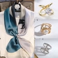thumbnail image 2 of Fashion Pearl Rhinestone Brooches for Women Square Scarf Buckle Geometry Cross Brooch Pin Metal Ring Clothing Accessories, 2 of 4