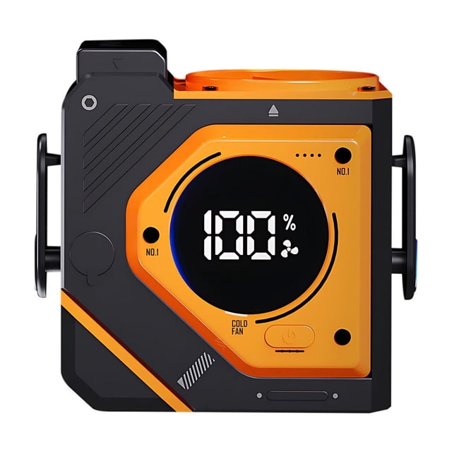 Ventilateur de Taille Portable avec Banque d'Alimentation Intégrée 10000 mAh pour Usage Extérieur, Puissance Éolienne Réglable à 3 Vitesses et Inclinaison à 360 Degrés