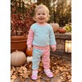 thumbnail image 4 of RUINIXCW Toddler Baby Girls Fall Outfit Contrast Color Long Sleeve Sweatshirt Pants, 4 of 8