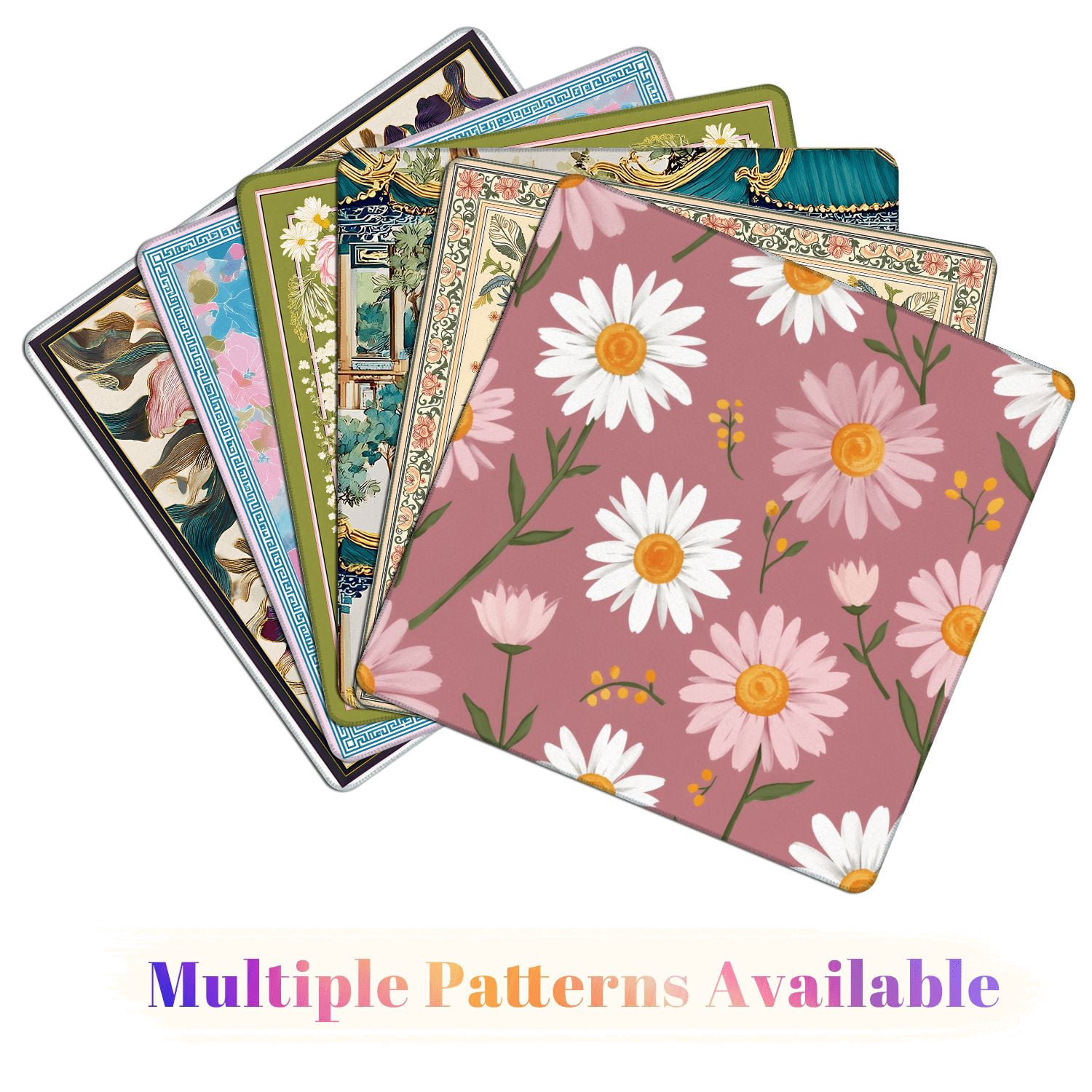Mahjong Mat 31.5" x 31.5" Floral White Pink Daisies Mauve Non-Slip Noise Reduction American Mahjong Tiles Table Cover for Dominoes Poker Card Board Games Gift