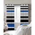 thumbnail image 3 of Navy Blue Black Stripe Blackout Curtains, Light Blocking Print Window Curtains, Modern Abstract Coarse Striped Thermal Insulated Window Drapes for Living Room Kitchen Cafe 2 Panels, 55"W x 39"L, 3 of 9