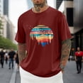 thumbnail image 2 of IWRICH Men's Casual Crew Neck Oversize T Shirts Graphic Printed Short Sleeve Plus Size Tshirts Casual Loose Fit Summer Tops Brick Red M, 2 of 4