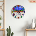 thumbnail image 5 of 10-inch 2D flat "Game Pixels" theme wooden circular silent wall clock, suitable for modern home art decoration, wall decoration, it is an ideal gift for festivals and birthdays, 5 of 7