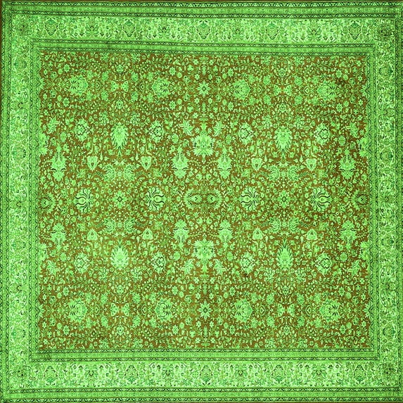 Ahgly Company Indoor Square Persian Green Traditional Area Rugs, 4' Square
