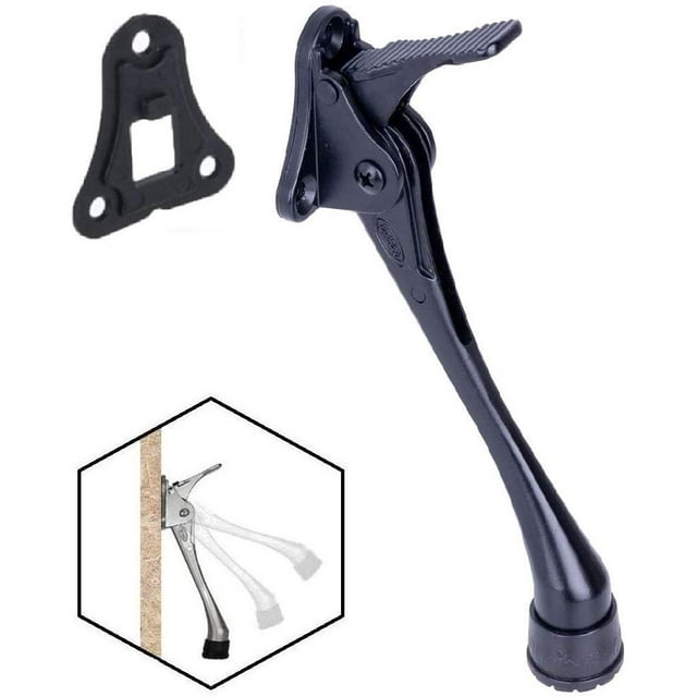 OGC 6"" Easy semi-Automatic Door Stops - 6 Inch Door Stopper with a Height-Adjustable Rubber (Black)