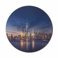 thumbnail image 1 of City Mouse Pad for Computers, New York Skyline Manhattan After Sunset Metropolis Downtown Urban Panorama USA, Round Non-Slip Thick Rubber Modern Mousepad, 8" Round, Navy Blue Peach, by Ambesonne, 1 of 2