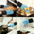 thumbnail image 2 of Unique Bargains Cotton Oven Mitts Heat-Resistant Cooking Gloves Sky Blue 13.4x7.1inch, 2 of 7