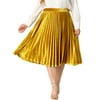 Agnes Orinda Junior's Plus Size Elastic Waist Metallic Velvet Pleated Midi Skirt