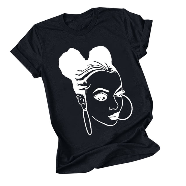 Tops de Manga Corta de las Mujeres, Cuello Redondo Impreso, Camiseta de Manga Corta para las Mujeres
