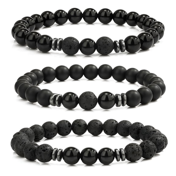 DESIGNICE Men'S Beaded Bracelets Matte Lava Rock Volcanic Stone Beads for Women Stretch Bracelet Mens Beaded Bracelets