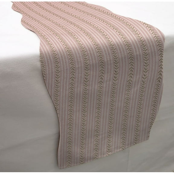 Striped Vines Table Runner by Penny's Needful Things (3 Feet Long - SCALLOPED) (Pink)