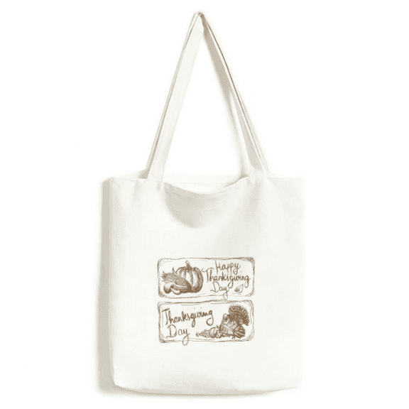 Thanksgiving Day Seal Gray Pattern Tote Canvas Bag Shopping Satchel Casual Handbag